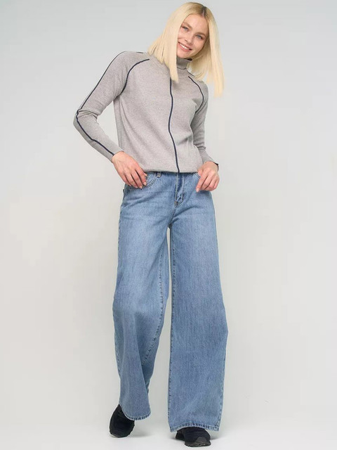 Aadvi Fashion Women Jean Wide Leg High-Rise Low Distress Light Fade Stretchable Jeans - Image 3