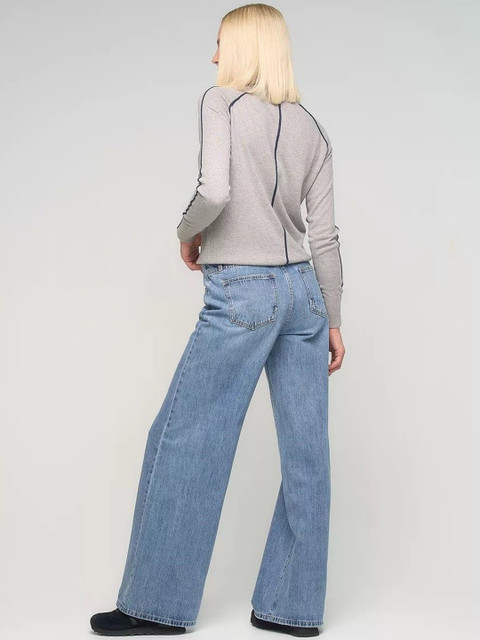 Aadvi Fashion Women Jean Wide Leg High-Rise Low Distress Light Fade Stretchable Jeans - Image 2