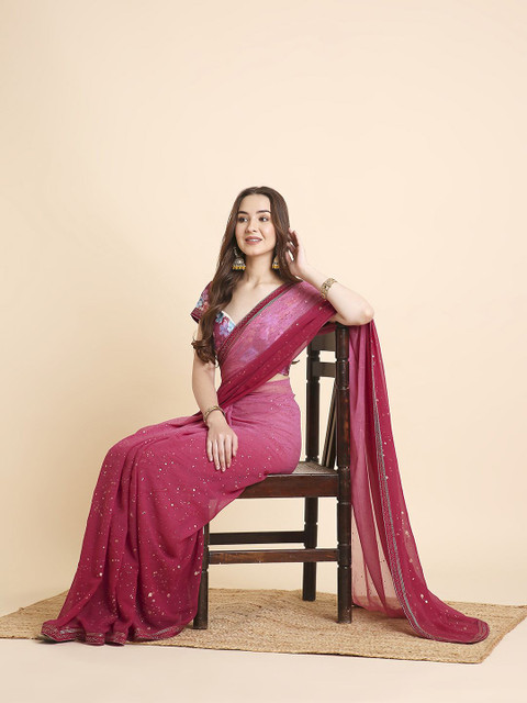 RATAN Beads and Stones Poly Georgette Saree