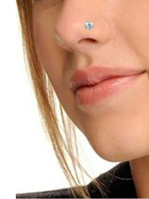 Peenzone Jewellers Silver-Plated Cubic Zirconia Stud Nosepin