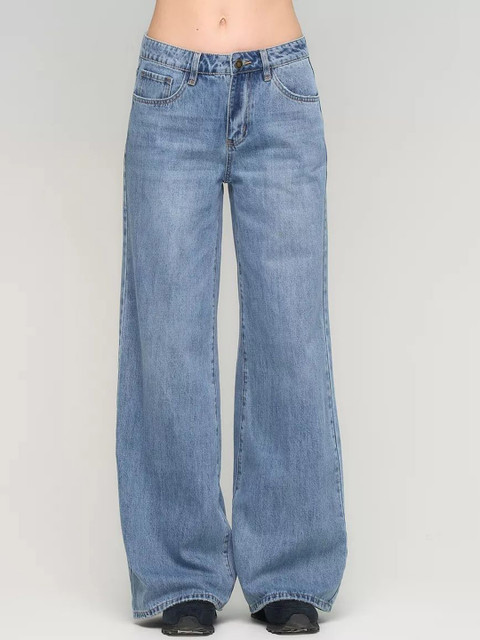 Aadvi Fashion Women Jean Wide Leg High-Rise Low Distress Light Fade Stretchable Jeans - Image 4