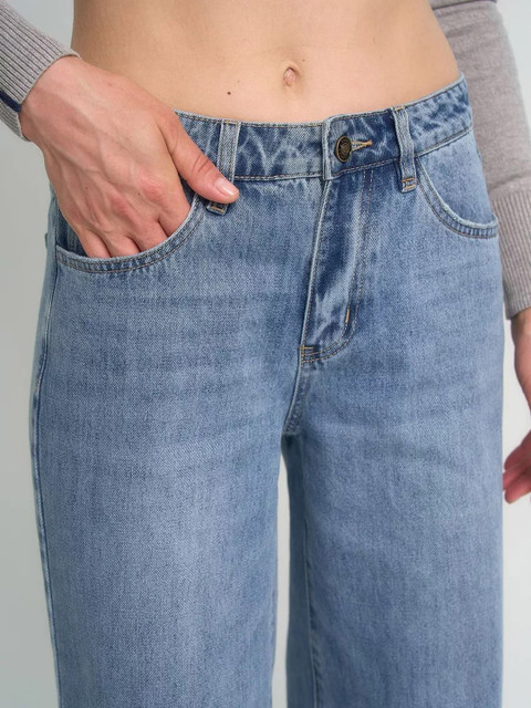 Aadvi Fashion Women Jean Wide Leg High-Rise Low Distress Light Fade Stretchable Jeans - Image 5