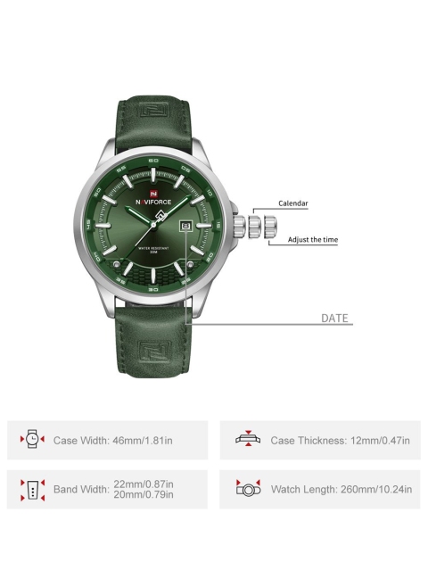 Naviforce Men Dial & Leather Straps Analogue Watch NF9248L_S GN GN - Image 7