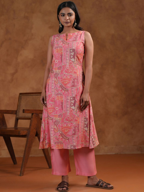 anayna Women Printed Regular Kurta with Trousers