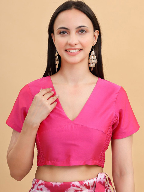 Frolic Rolic Solid Silk Smoking detail Blouse