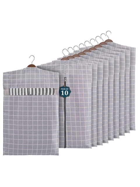 Kuber Industries Grey Set of 10 Storage Bag Clothes Cover Regular Multi-Utility Organisers