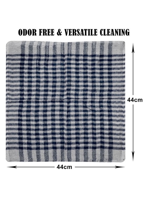 Kuber Industries Blue and White Set of 12 Checked Cotton 300 GSM Kitchen Cleaning Clothes - Image 5