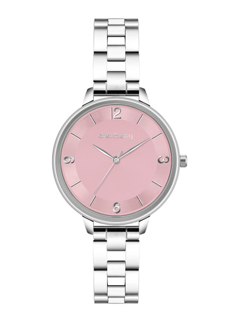 DressBerry Women Brass Dial & Stainless Steel Straps Analogue Watch DB-022-Pink