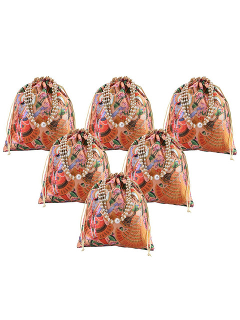 Kuber Industries 6 Pcs Potli Bag For Women & Girls Printed Potli Clutch