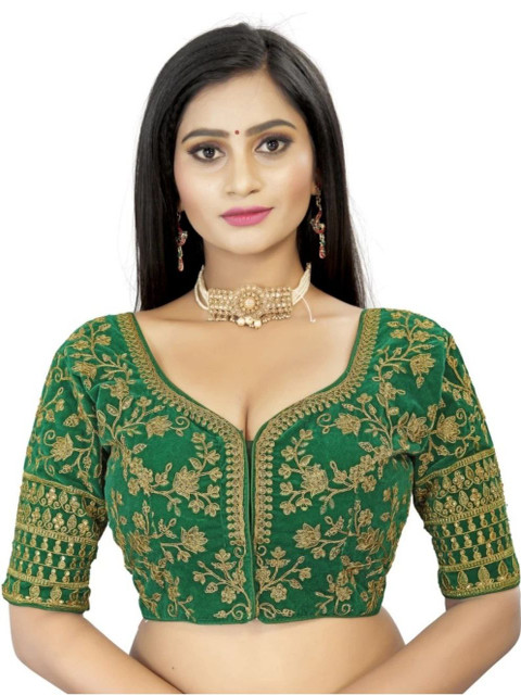 HERE&NOW Embroidered V Neck Saree Blouse