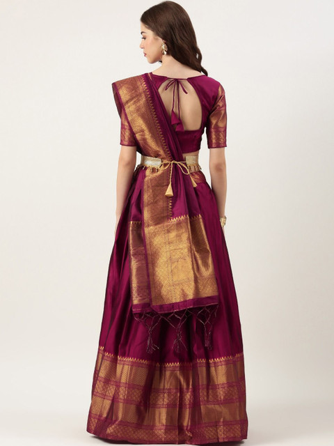DIVASTRI Woven Design Zari Unstitched Blouse And Lehenga With Dupatta - Image 5