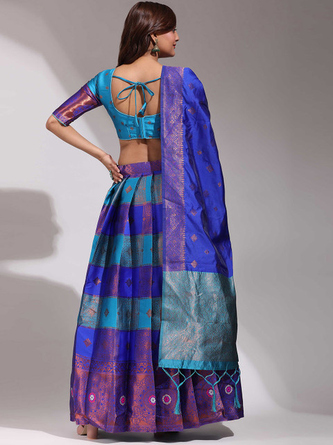 DIVASTRI Woven Design Silk Semi-Stitched Lehenga & Unstitched Blouse With Dupatta - Image 7