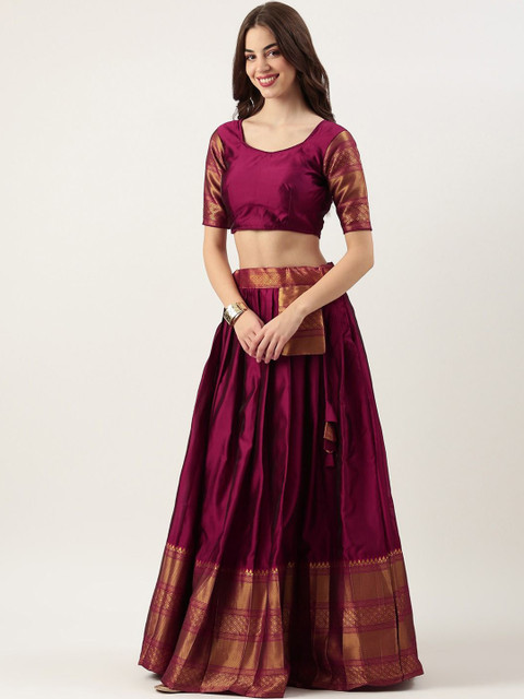 DIVASTRI Woven Design Zari Unstitched Blouse And Lehenga With Dupatta - Image 4