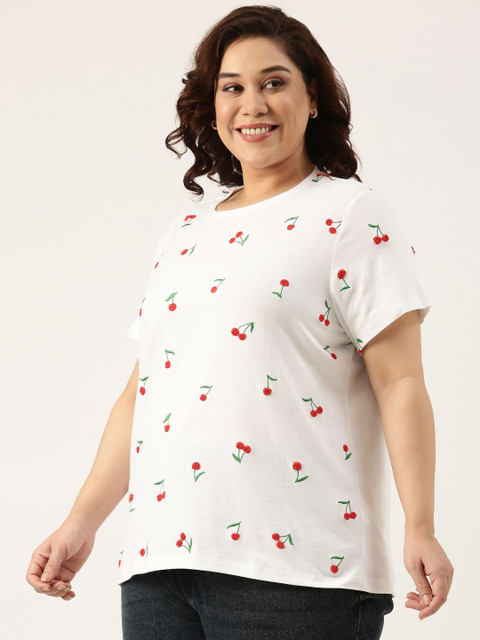 MARCA Bold Women Plus Size Conversational Printed Round Neck Cotton T-shirt - Image 3