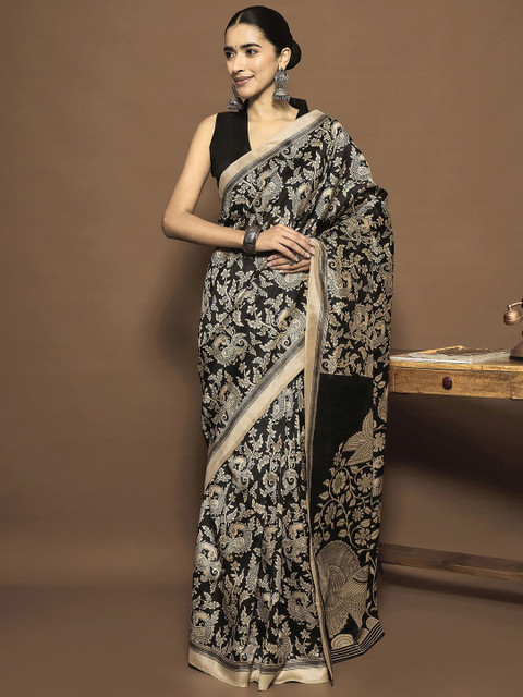Mitera Kalamkari Silk Blend Ready to Wear Bagru Saree