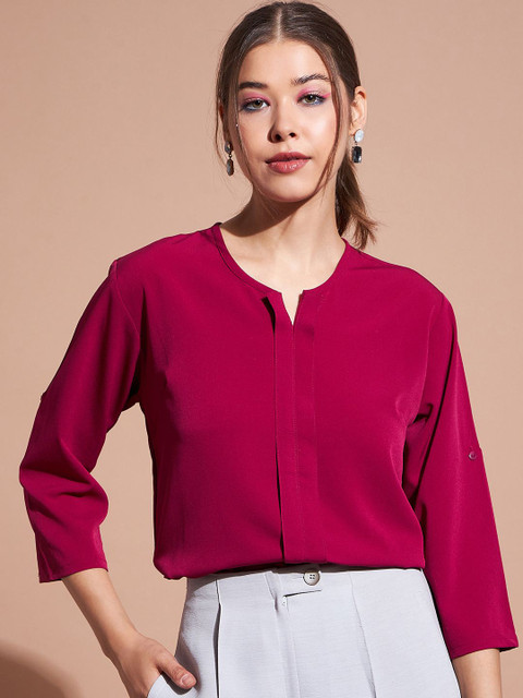 DressBerry Women Solid Round Neck Top