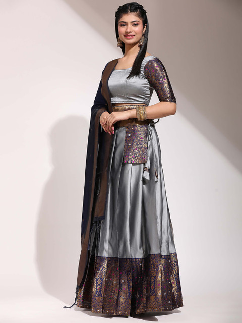 DIVASTRI Semi-Stitched Lehenga & Unstitched Blouse With Dupatta - Image 6