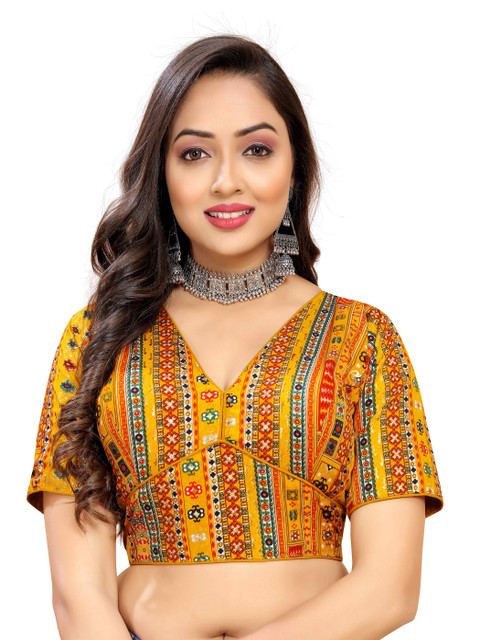 HERE&NOW Printed V Neck Saree Blouse