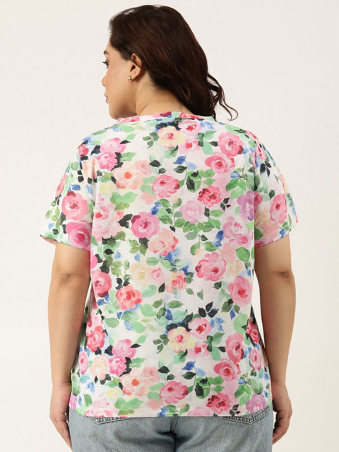 MARCA Bold Women Plus Size Floral Printed Round Neck T-shirt - Image 4