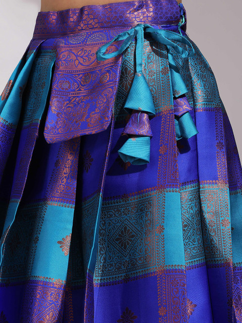 DIVASTRI Woven Design Silk Semi-Stitched Lehenga & Unstitched Blouse With Dupatta - Image 3