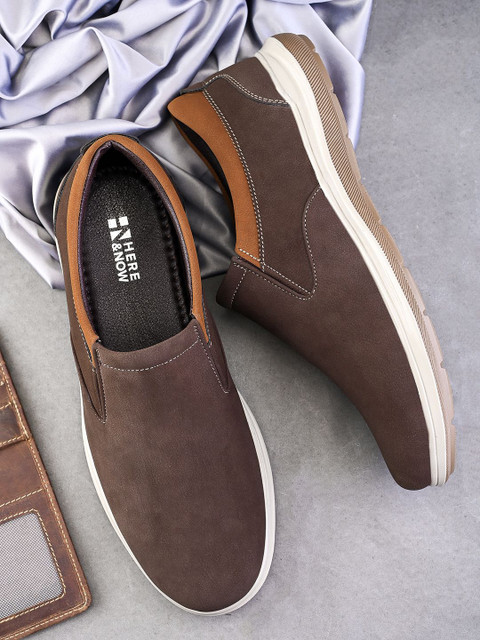 HERE&NOW Men Nubuck Slip-On Antibacterial Sneakers
