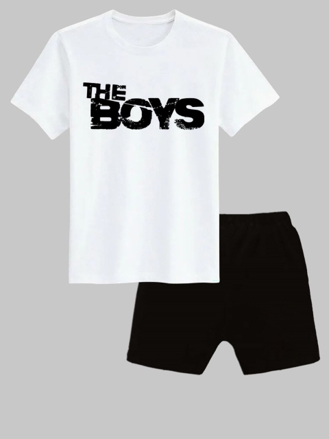 CoolTees4U Kids Printed Round Neck T-shirt With Shorts