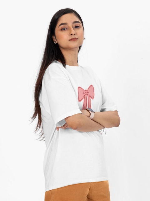 Slenor Women Graphic Printed Round Neck Cotton Oversized T-shirt - Image 4