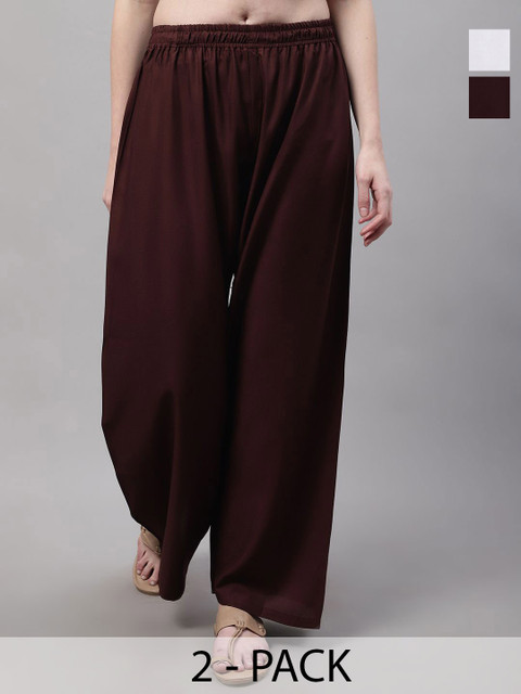 Valles365 by S.C. Women Pack of 2 Slip On Flared Palazzos