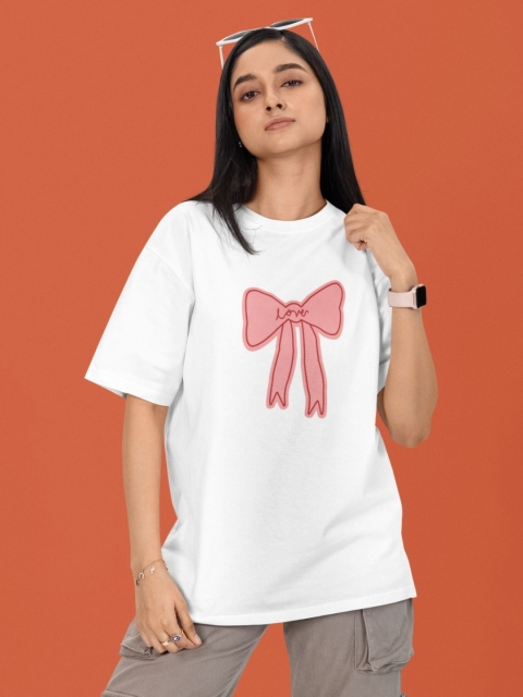 Slenor Women Graphic Printed Round Neck Cotton Oversized T-shirt - Image 3