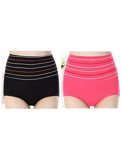 Diving Deep Women Pack Of 6 Striped Boy shorts Briefs