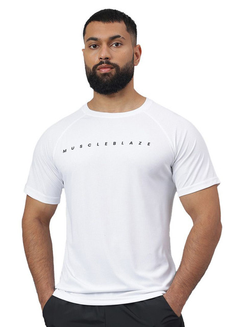 MuscleBlaze Unisex Typography Printed Round Neck Slim Fit T-shirt