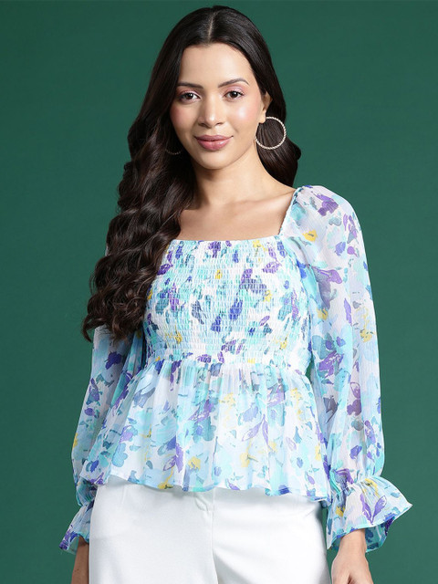 DressBerry Women Floral Printed Peplum Top