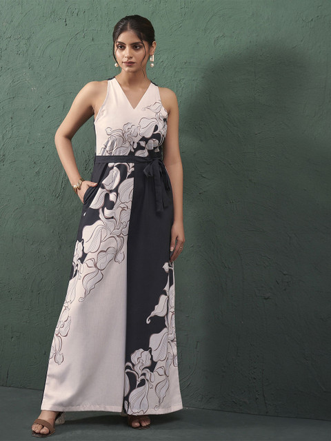 Anouk Women Printed V-Neck Cotton Basic Jumpsuit