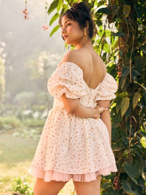 Lea Clothing Co. Women Morgan White Floral Corset Mini Dress - Image 4