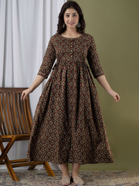 SILAKIVA Floral Printed Round Neck A-Line Maternity Dress - Image 5
