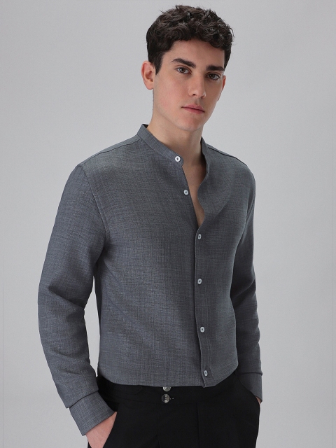 Banana Club Dark Grey Mandarin Collar Shirt - Image 3