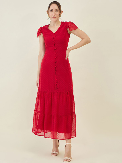 aayu Layered Georgette A-Line Maxi Dress