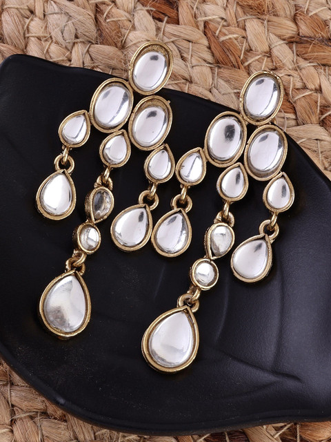 SHONA'S STYLE Brass-Plated Garnet Beaded Contempory Drop Earrings