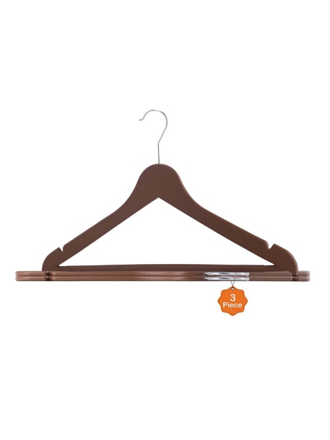 Kuber Industries Brown 3 Pieces Rotatable Dress Hangers for Clothes Hanging