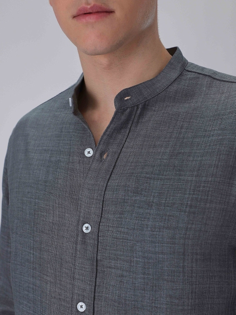 Banana Club Dark Grey Mandarin Collar Shirt - Image 2