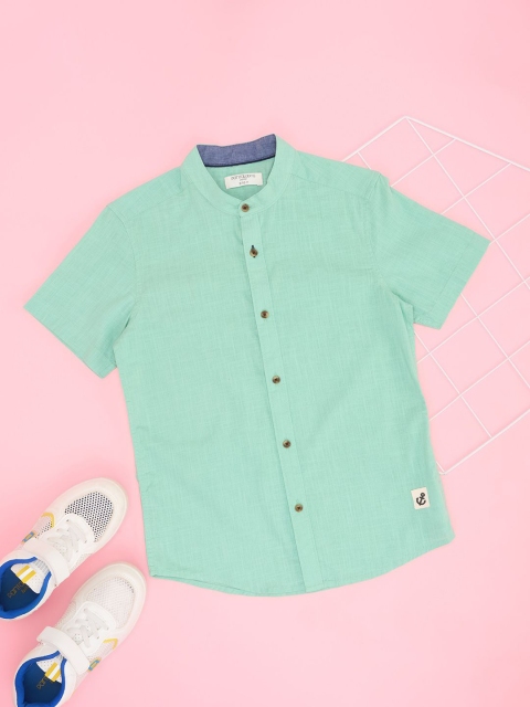 Pantaloons Junior Boys Mandarin Collar Solid Cotton Casual Shirt