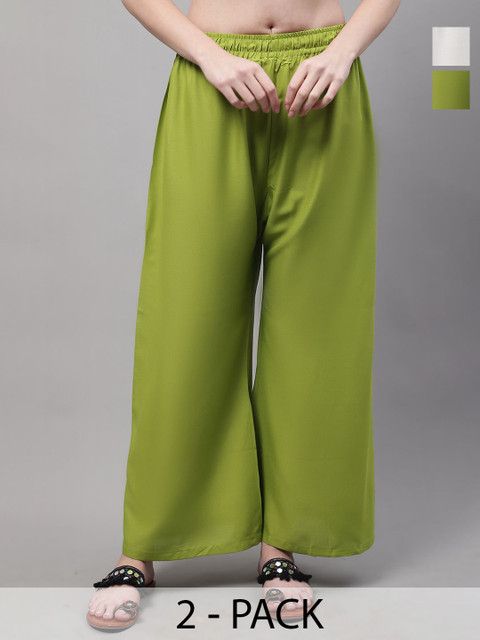 Valles365 by S.C. Women Pack of 2 Flared Palazzos