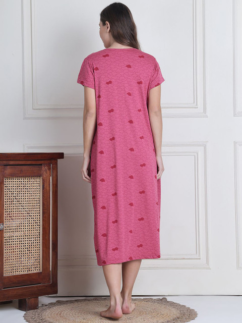 Secret Wish Women Conversational Printed Pure Cotton Maternity Midi Nighty - Image 4