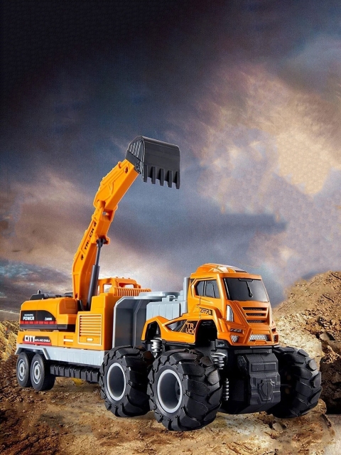 UKAXA Kids Excavator Truck Toy Unbreakable Construction Bulldozer Long Crane Toy Vehicle