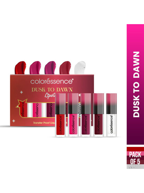 Coloressence Set Of 5 Waterproof Liquid Lipstick- 5 ml Each- Dusk To Dawn