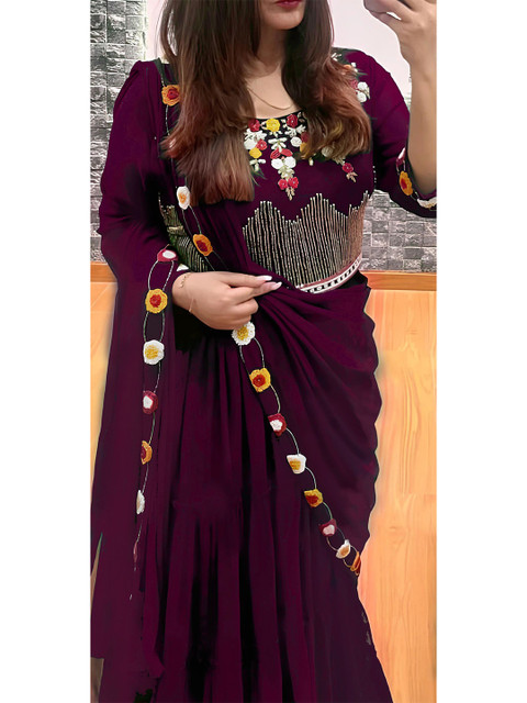 ANJANI TEXTILE Embroidered Semi-Stitched Lehenga & Unstitched Blouse With Dupatta