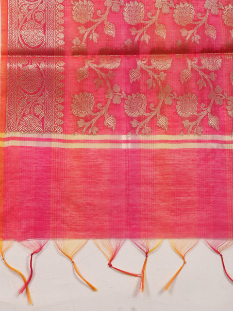Meena Bazaar Floral Woven Design Chanderi Unstitched Dress Material - Image 4