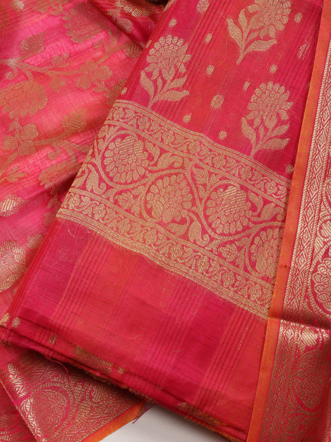 Meena Bazaar Floral Woven Design Chanderi Unstitched Dress Material - Image 5