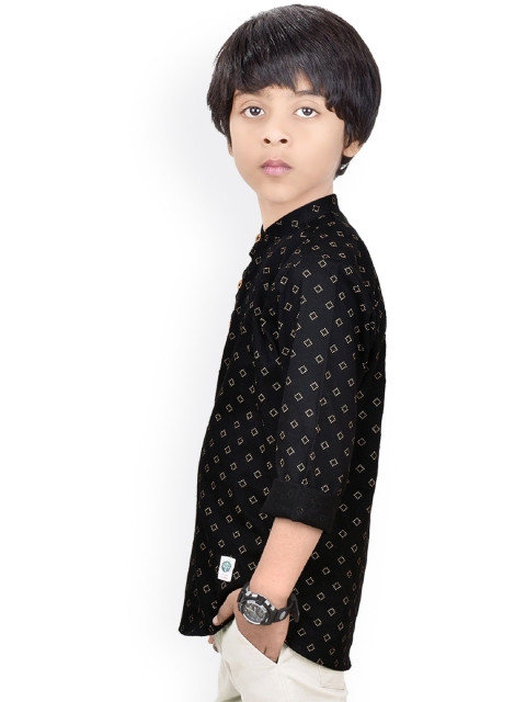MADE IN THE SHADE Boys Geometric Printed Band Collar Straight Pure Cotton Kurta - Image 5