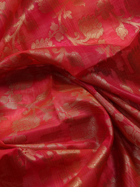Meena Bazaar Floral Woven Design Chanderi Unstitched Dress Material - Image 2